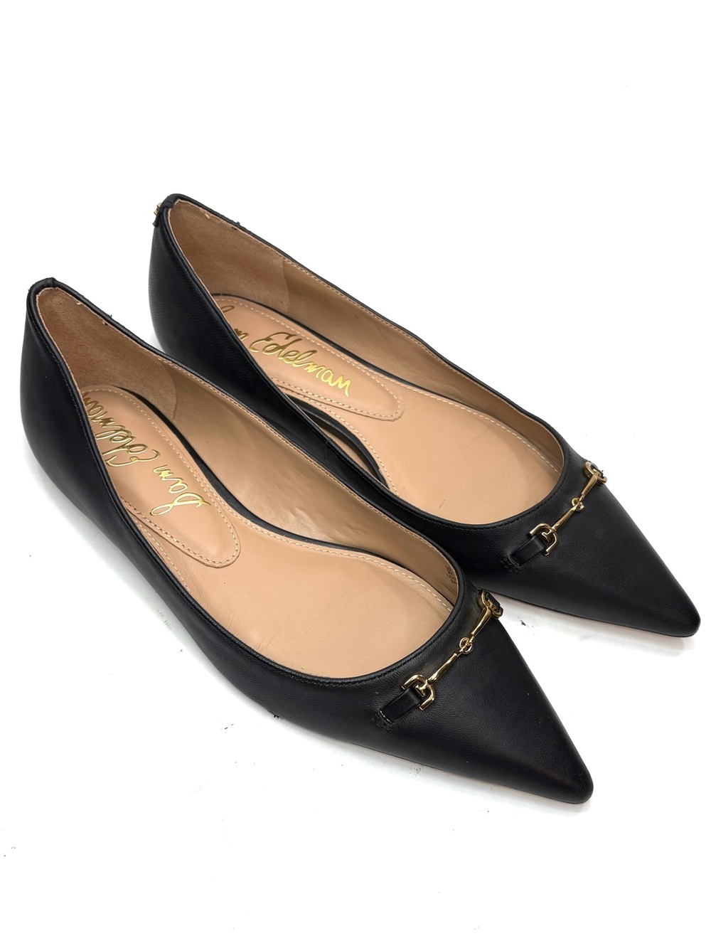 Sam Edelman Black Leather Horse-bit Flats | 9